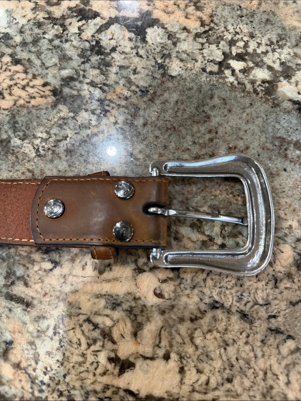 Ariat Brown Leather Western-Style Belt with Silver Buckle